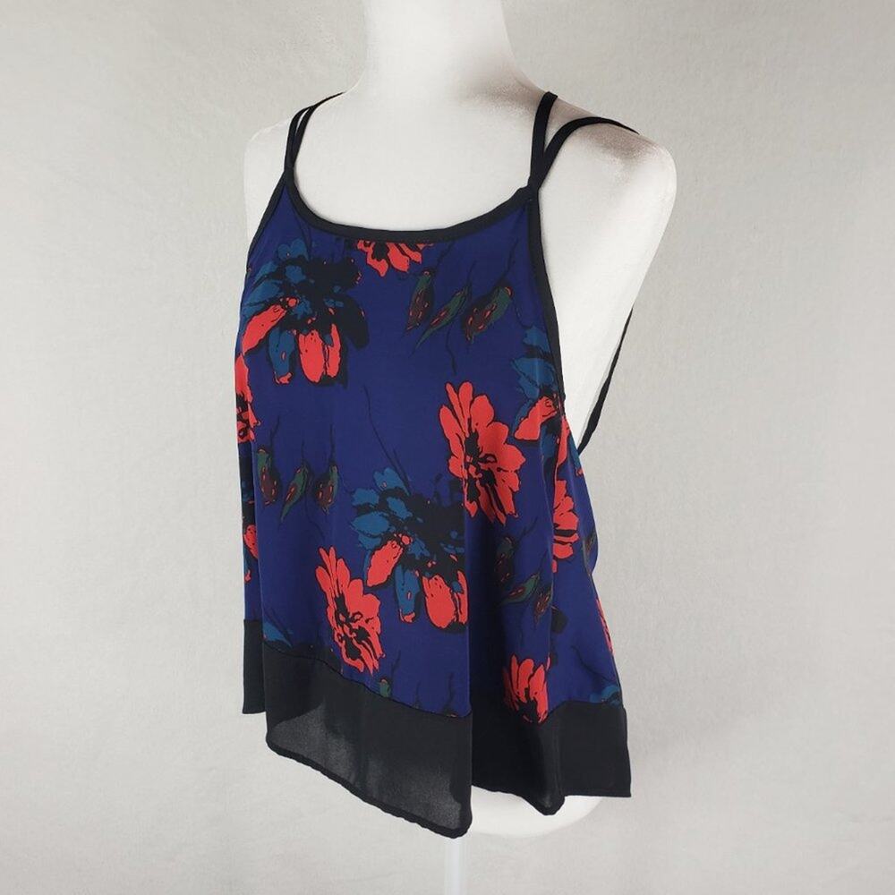 Runway Story Cami Low Back Top Women S Flowy Thin Straps Blue Red Black Floral